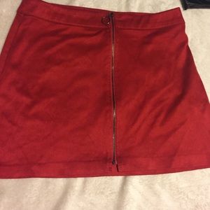 Zara red faux suede mini skirt